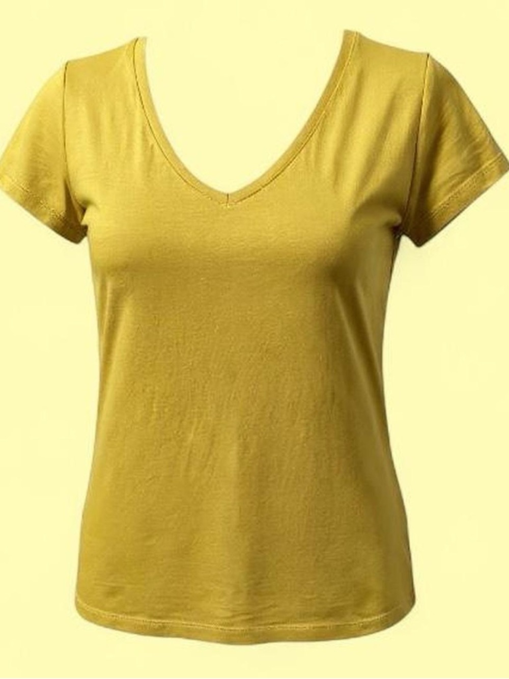 Yellow N Neck H&M Tee Basic Cotton Short Sleeve Women’s Casual Top